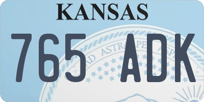 KS license plate 765ADK