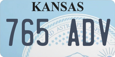 KS license plate 765ADV