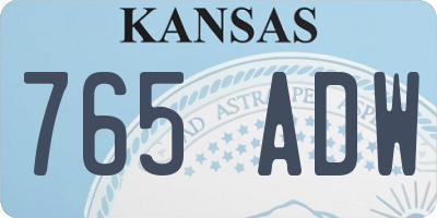 KS license plate 765ADW