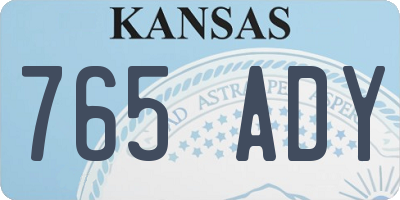 KS license plate 765ADY