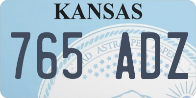 KS license plate 765ADZ