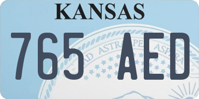 KS license plate 765AED