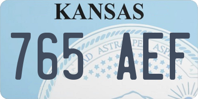 KS license plate 765AEF