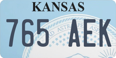 KS license plate 765AEK