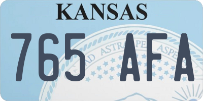 KS license plate 765AFA
