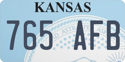 KS license plate 765AFB