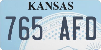 KS license plate 765AFD