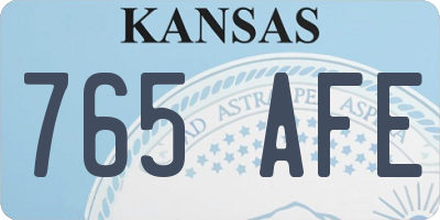 KS license plate 765AFE