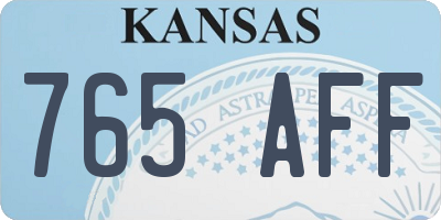 KS license plate 765AFF
