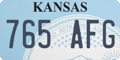 KS license plate 765AFG