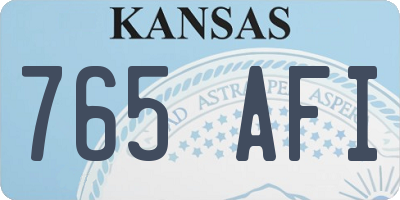 KS license plate 765AFI