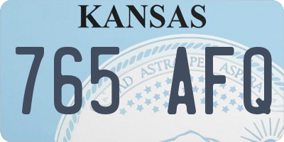 KS license plate 765AFQ