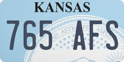 KS license plate 765AFS