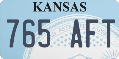 KS license plate 765AFT