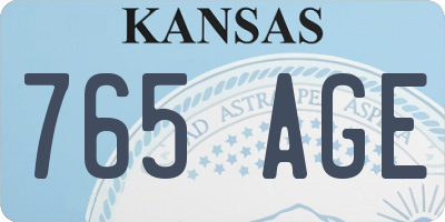 KS license plate 765AGE
