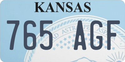 KS license plate 765AGF