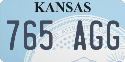 KS license plate 765AGG
