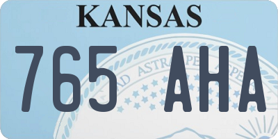 KS license plate 765AHA