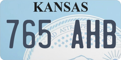 KS license plate 765AHB