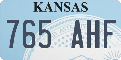 KS license plate 765AHF