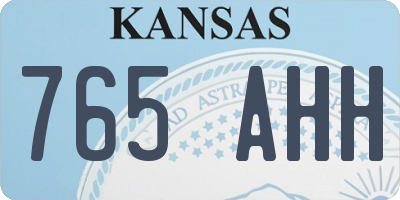 KS license plate 765AHH