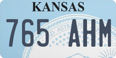 KS license plate 765AHM