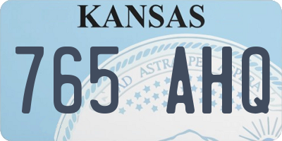KS license plate 765AHQ