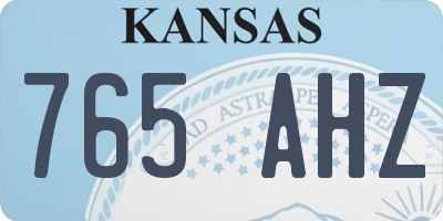 KS license plate 765AHZ