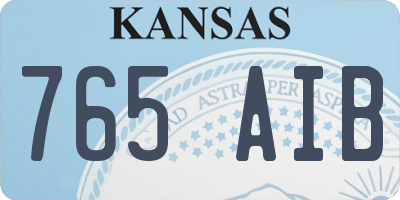 KS license plate 765AIB