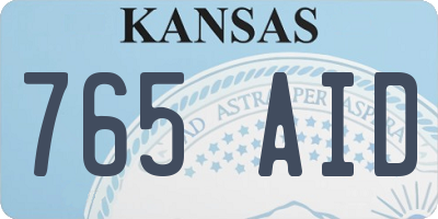 KS license plate 765AID