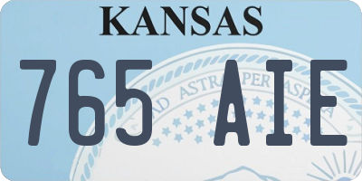 KS license plate 765AIE