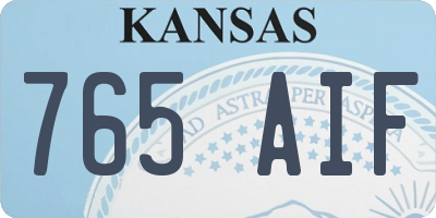 KS license plate 765AIF