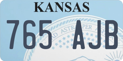 KS license plate 765AJB