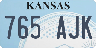 KS license plate 765AJK