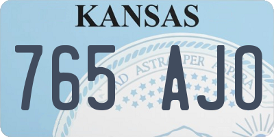KS license plate 765AJO