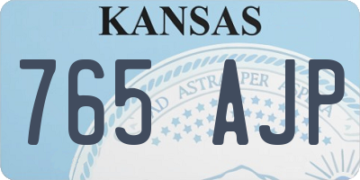 KS license plate 765AJP