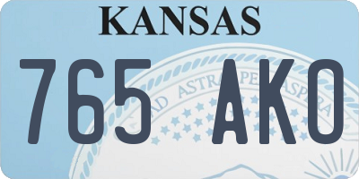 KS license plate 765AKO