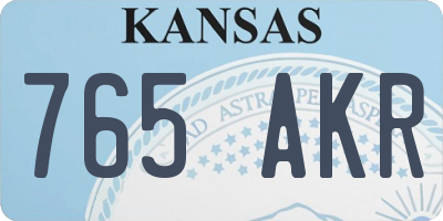 KS license plate 765AKR