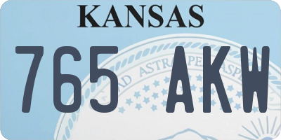 KS license plate 765AKW