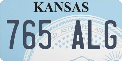 KS license plate 765ALG