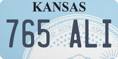 KS license plate 765ALI