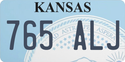 KS license plate 765ALJ