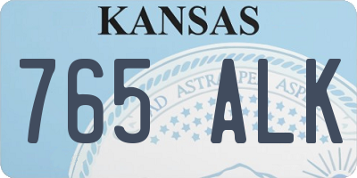 KS license plate 765ALK