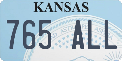 KS license plate 765ALL