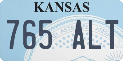 KS license plate 765ALT