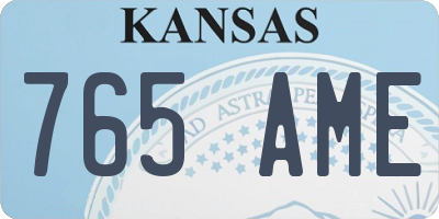 KS license plate 765AME