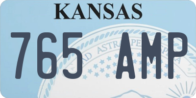KS license plate 765AMP