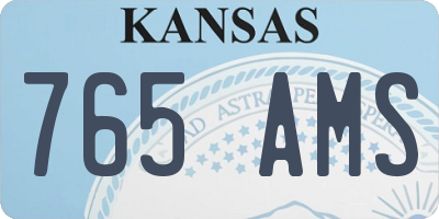 KS license plate 765AMS