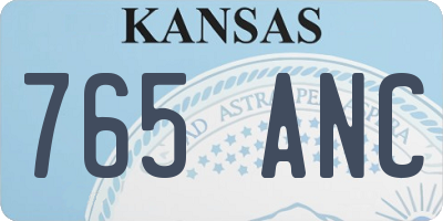 KS license plate 765ANC
