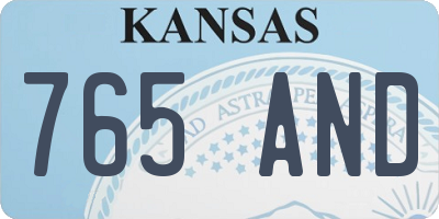 KS license plate 765AND